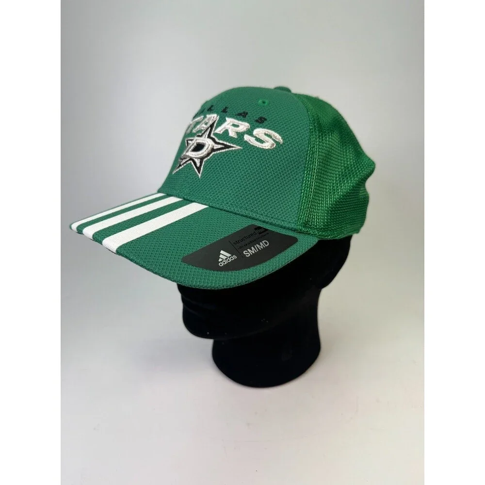 Adidas Dallas Stars NHL Structured Flex Hat Green S/M FitMax 70 Sample Cap NWT